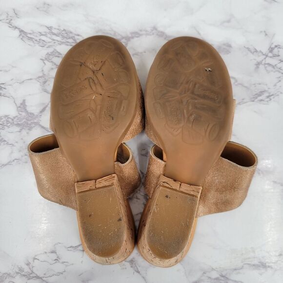 Korks Kork-Ease Slip Sandals Beige Metallic Sheen Tan Comfort Neutral Wedge - Picture 8 of 10